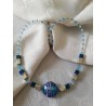 Collier perle de murano  bleu et swarovski