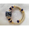 Bracelet Murano fait main perle verte et or strass et perles SWAROVSKI