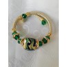 Bracelet perle de murano carré verte et or