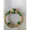 Bracelet perle de murano carré verte et or