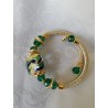 Bracelet perle de murano carré verte et or