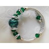 Bracelet perle de murano ronde  verte et  swarovski
