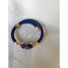 Bracelet Murano fait main perle rectangle bleu et or et perles Swarovski