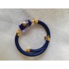 Bracelet Murano fait main perle rectangle bleu et or et perles Swarovski