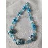 Collier en perles de Murano et swarovski bleu et argent