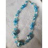 Collier en perles de Murano et swarovski bleu et argent