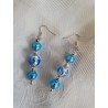 Boucles d'oreilles perle Murano bleue et argent et perle swarovski