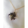 Pendentif perle de Murano  blanche violette et or