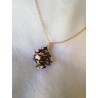 Pendentif perle de Murano  blanche violette et or