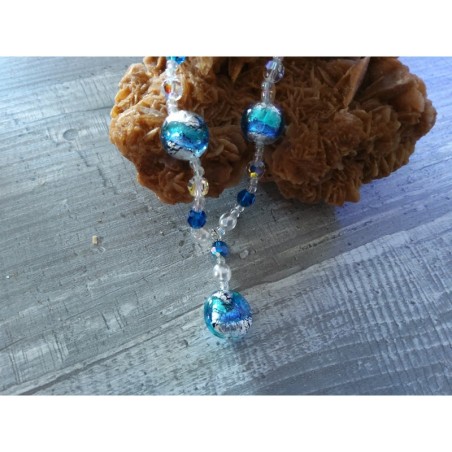 Océan collier bleu en perles de Murano et Swarovski