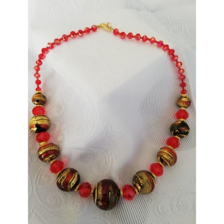 Valentina Collier perle rouge et or Murano