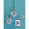 Parure  SWAROVSKI fait main perle carrée ouverte AB