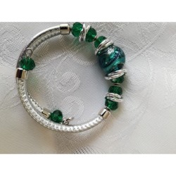 Bracelet perle de murano ronde verte et swarovski