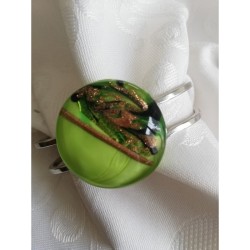 Bracelet en perle Murano verte feuille d'or poudre aventurine