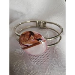 Bracelet en perle de Murano parme feuille d'or poudre d'aventurine