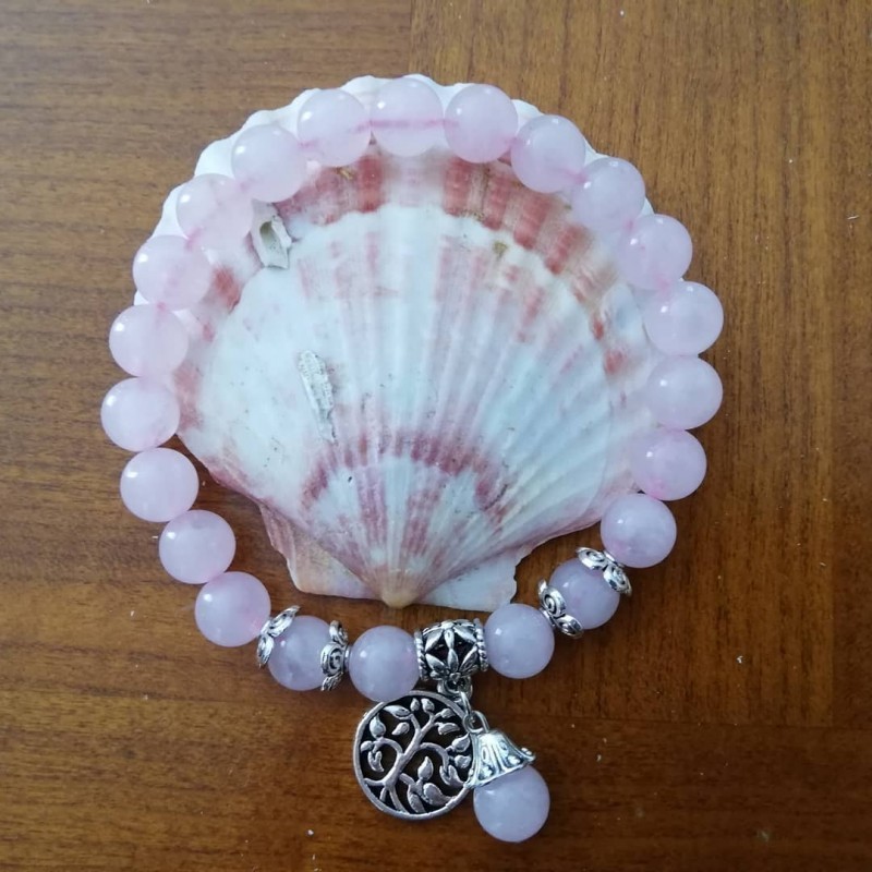 Bracelet pierre semi précieuse quartz rose