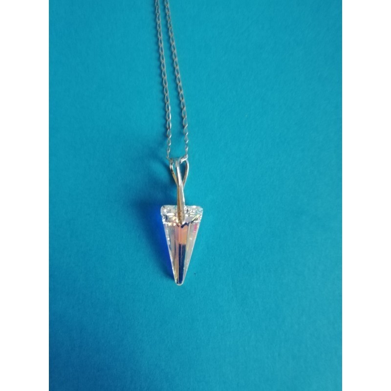 Pendentif Swarovski fait main perle allongée en cristal blanc bélière en argent