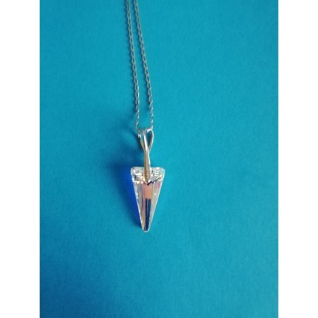 Pendentif Swarovski fait main perle allongée en cristal blanc bélière en argent