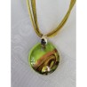 Pendentif perle Murano vert d'eau poudre aventurine et or