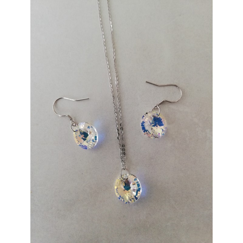 Parure Swarovski fait main perle ronde cristal AB