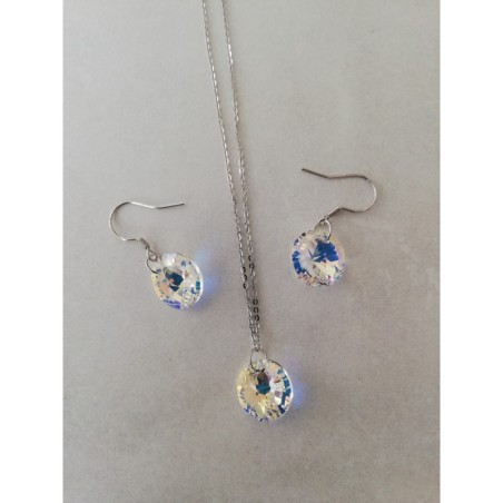 Parure Swarovski fait main perle ronde cristal AB