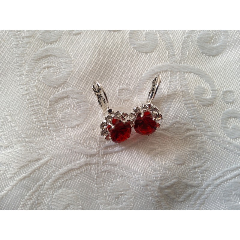 Boucles d'oreilles SWAROVSKI rouge fait main