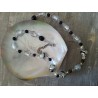 Collier Murano  fait main perles rondes feuilles d’or et argent