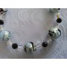 Collier Murano  fait main perles rondes feuilles d’or et argent